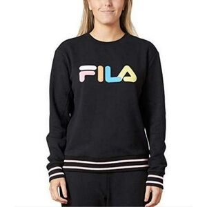 Fila Black Sweatshirt with Multicolor Logo spell out Size Large